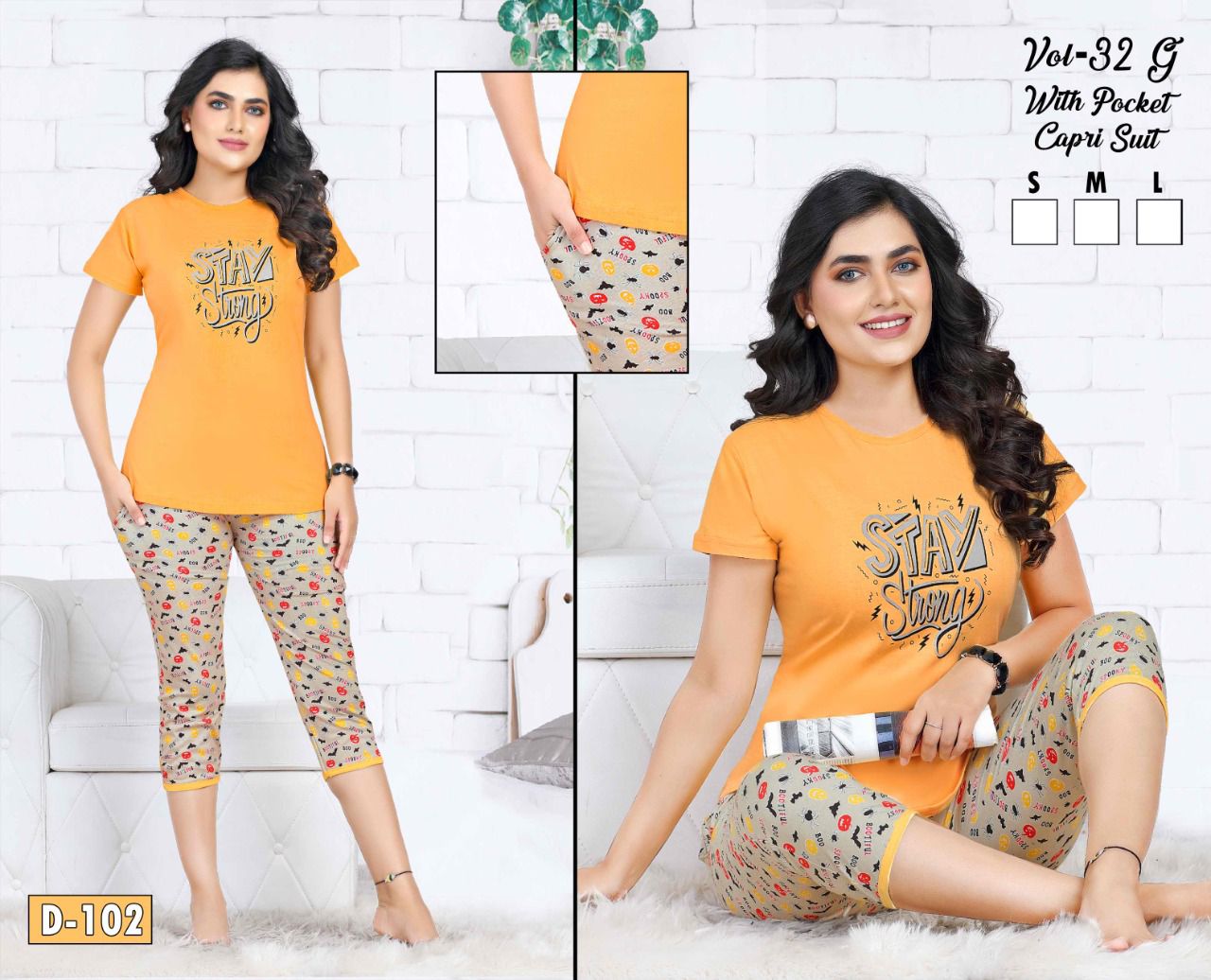 Ft Capri 32 G Night Wear Hosiery Cotton Wholesale Night Suits Collection